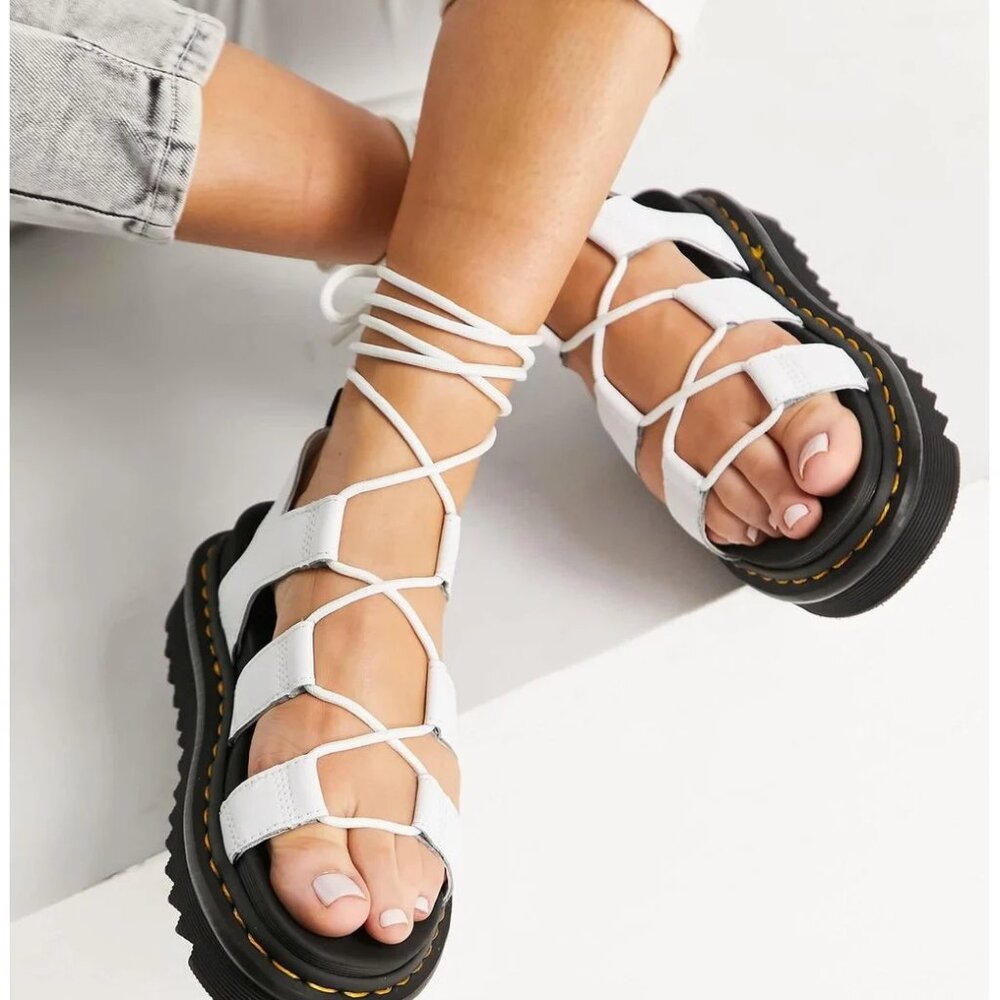 Dr. Martens Nartilla Black and White Gladiator Sandals